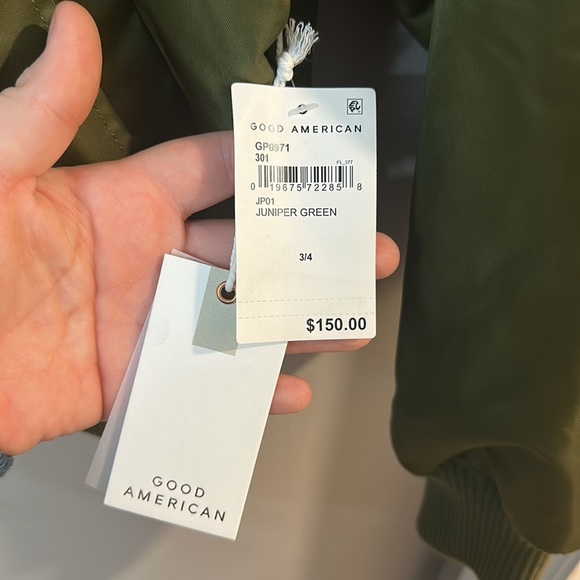 NWT Good American Satin Oversized Bomber Jacket - Picture 7 of 8